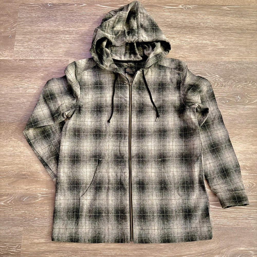NWOT| Pendleton | Boyfriend Zip Hoodie | Black & Beige | 100% Wool | Small